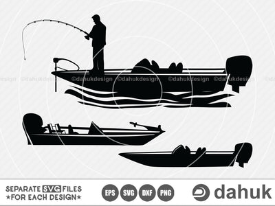 Bass Fishing SVG File, Bass Boat SVG, Fisherman, Fishing Man, Fishing Dad, Cut file, for silhouette, cricut design space, vinyl cut files SVG dahukdesign 