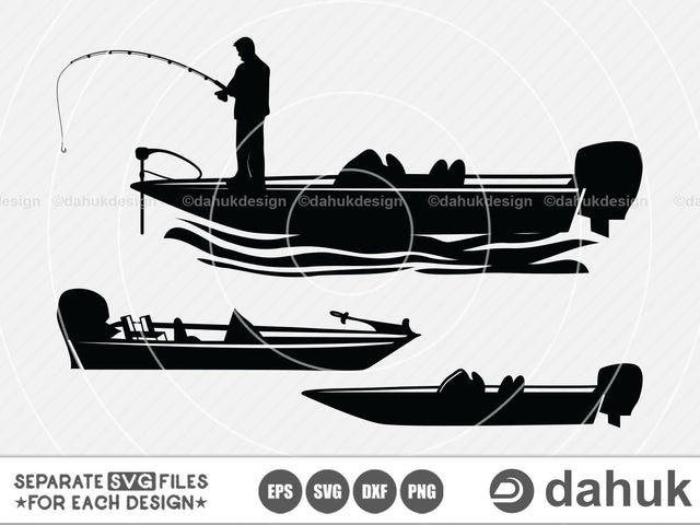Bass Fishing SVG File, Bass Boat SVG, Fisherman, Fishing Man, Fishing Dad, Cut file, for silhouette, cricut design space, vinyl cut files SVG dahukdesign 