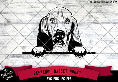 Basset Hound Peek A Boo | Peekaboo | Peeking Dog Face SVG for Glowforge, Cricut, Laser, Silhouette, Scan n cut files SVG Loveleen Kaur 