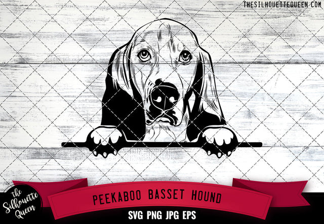 Basset Hound Peek A Boo | Peekaboo | Peeking Dog Face SVG for Glowforge, Cricut, Laser, Silhouette, Scan n cut files SVG Loveleen Kaur 