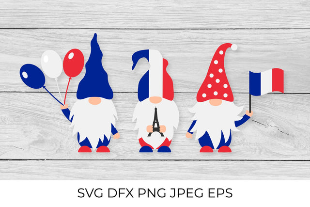 Bastille Day gnomes with flag of France. French patriotic gnomes. SVG LaBelezoka 