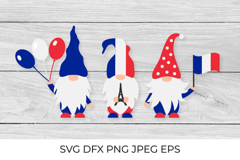 Bastille Day gnomes with flag of France. French patriotic gnomes. SVG LaBelezoka 