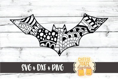 Bat - Animal Zen Doodle Art - Halloween SVG PNG DXF Files SVG Cheese Toast Digitals 