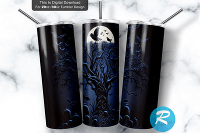 Bat Halloween Raven Moon 20 oz / 30 oz Tumbler PNG Sublimation Regulrcrative 