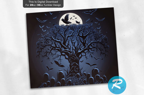 Bat Halloween Raven Moon 20 oz / 30 oz Tumbler PNG Sublimation Regulrcrative 