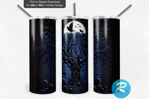 Bat Halloween Raven Moon 20 oz / 30 oz Tumbler PNG Sublimation Regulrcrative 