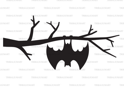 Bat hanging from tree SVG TribaliumArtSF 