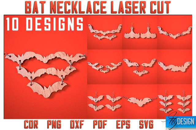 Bat Necklace Laser Cut SVG | Bat Accessories Laser Cut SVG Design | CNC Files SVG Fly Design 