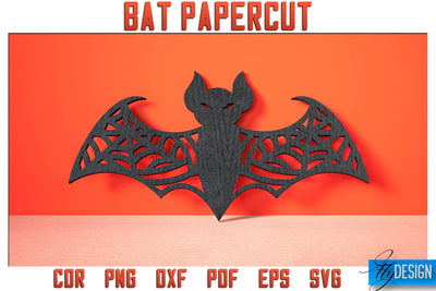 Bat Papercut SVG | Halloween SVG Design | Paper Bat Design SVG Fly Design 