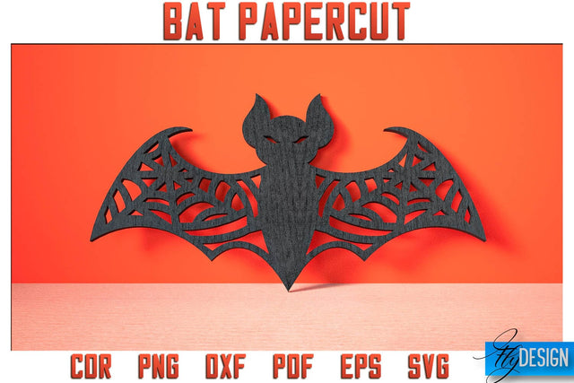 Bat Papercut SVG | Halloween SVG Design | Paper Bat Design SVG Fly Design 