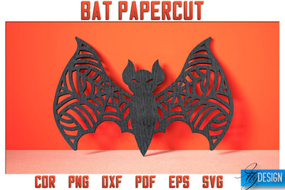 Bat Papercut SVG | Halloween SVG Design | Paper Bat Design SVG Fly Design 