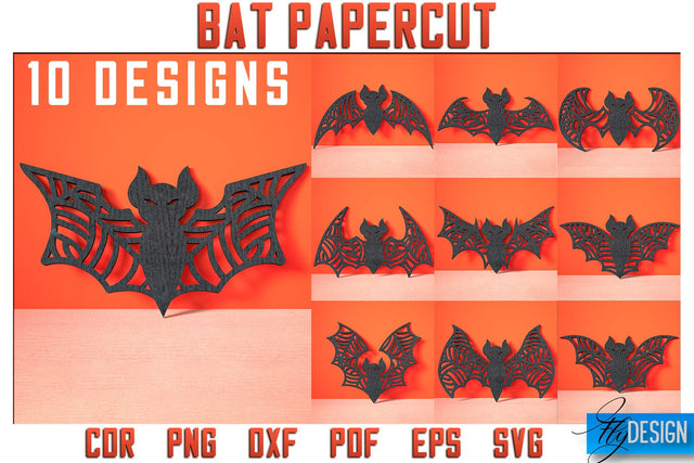 Bat Papercut SVG | Halloween SVG Design | Paper Bat Design SVG Fly Design 