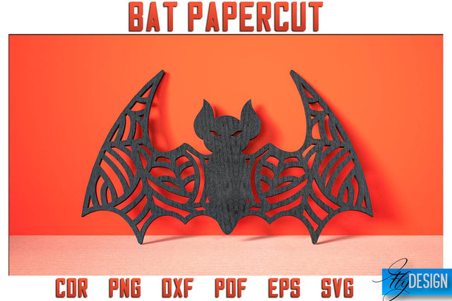 Bat Papercut SVG | Halloween SVG Design | Paper Bat Design SVG Fly Design 