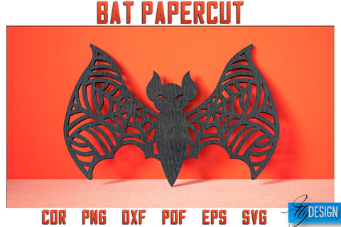 Bat Papercut SVG | Halloween SVG Design | Paper Bat Design SVG Fly Design 