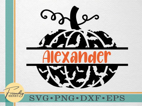 Bat Pattern Pumpkin SVG | Split Pumpkin Cut File SVG Friendly Henry 