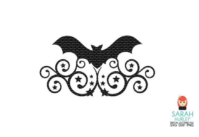 Bat Swirly Flourish SVG Sarah Hurley 