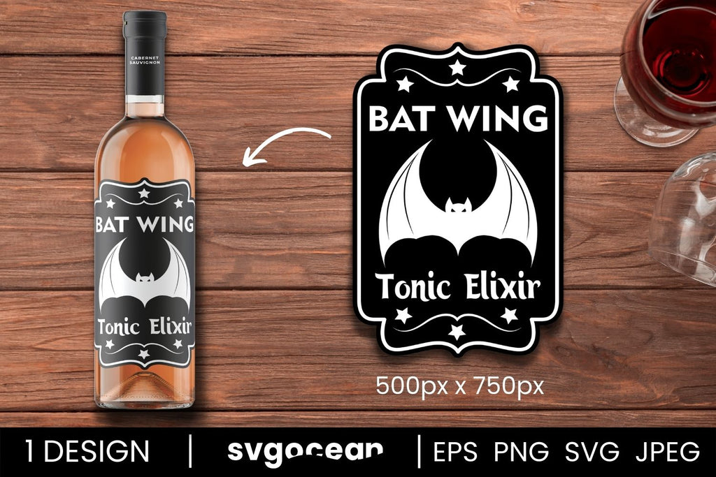 Bat Wing Bottle Labels Svg - So Fontsy