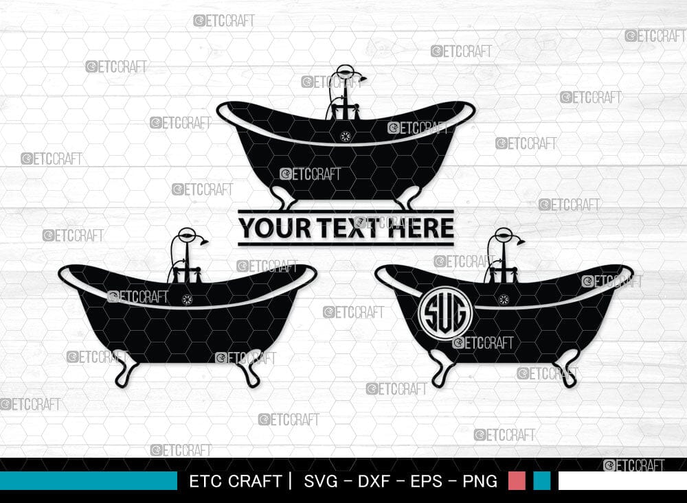 Baths Vg Bath Tub Monogram, Bath Tub Silhouette, Bath Tub Svg, Bathing Svg, Bath ...