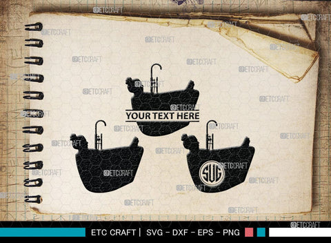 Bath Tub Monogram, Bath Tub Silhouette, Bath Tub Svg, Bathing Svg, Bath Svg, Shower Svg, Tub Svg, Bathroom Svg, SB00062 SVG ETC Craft 