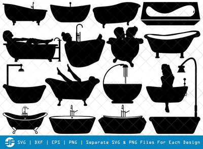 Bath Tub SVG Cut Files | Woman Bathtub Silhouette Bundle | Shower Svg | Bathroom Svg | Showering Svg SVG ETC Craft 