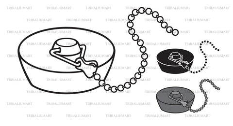 Bathroom Basin Plug & Chain SVG TribaliumArtSF 