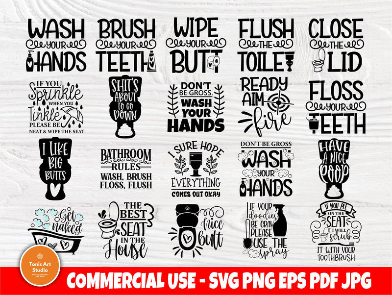 Bathroom Humor SVG Bundle, Funny Bathroom Svg SVG TonisArtStudio 