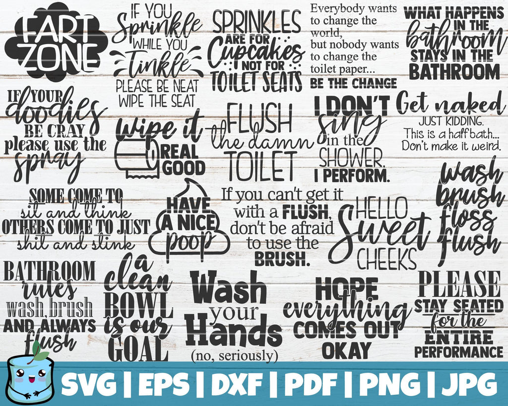 Bathroom Humor SVG Bundle - So Fontsy