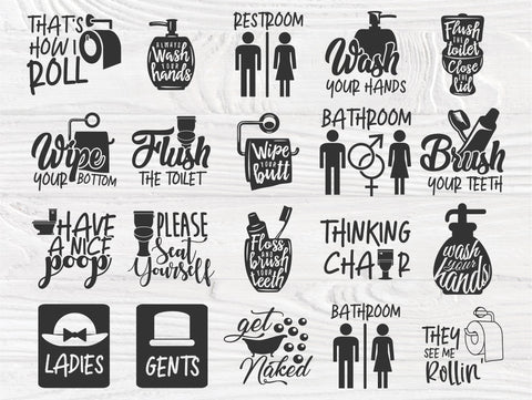 Bathroom Quotes SVG | Bathroom svg bundle | Restroom sign svg | Bathroom printable | Get naked | Wash your hands | Wipe your bottom SVG TonisArtStudio 