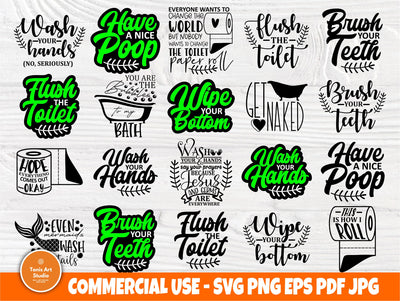 Bathroom Quotes SVG Cut Files, Humor Svg Bundle SVG TonisArtStudio 