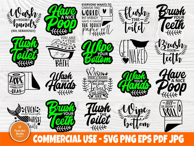 Bathroom Quotes SVG Cut Files, Humor Svg Bundle SVG TonisArtStudio 