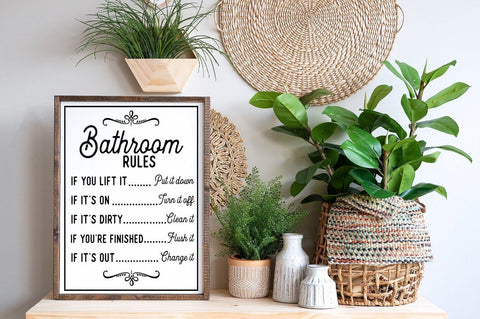 Bathroom Rules Farmhouse Sign SVG SVG Pickled Thistle Creative 