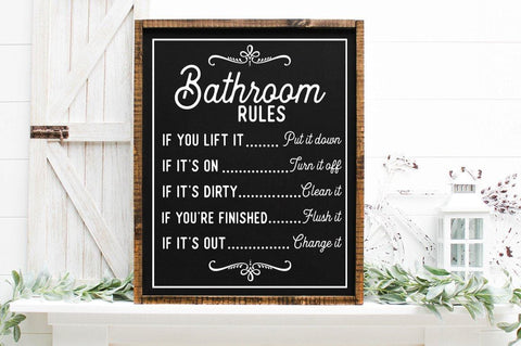 Bathroom Rules Farmhouse Sign SVG SVG Pickled Thistle Creative 