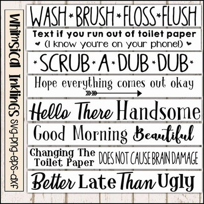 Bathroom Rules SVG Bundle SVG Whimsical Inklings