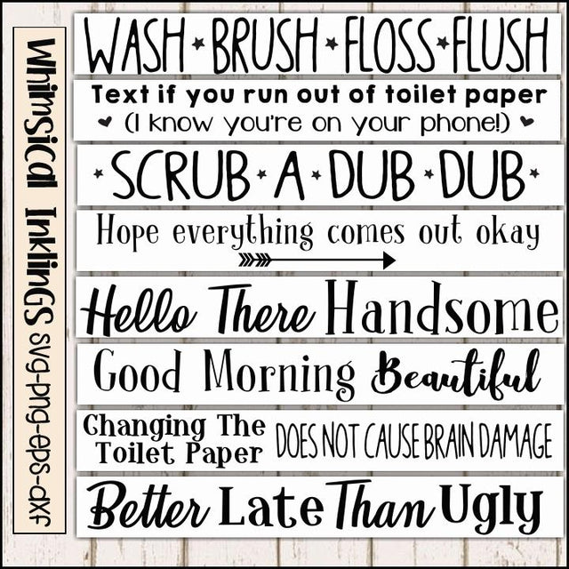 Bathroom Rules SVG Bundle SVG Whimsical Inklings