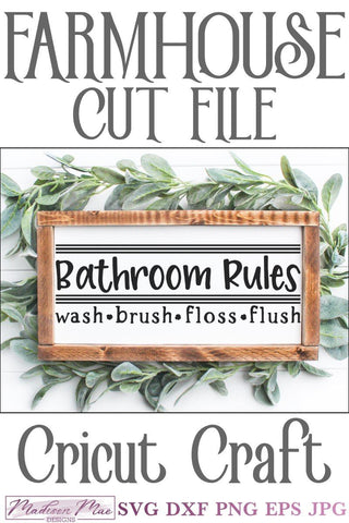 Bathroom Rules SVG - Farmhouse Sign SVG Madison Mae Designs 