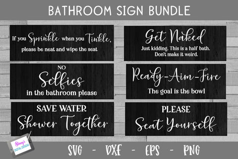 Bathroom Sign Bundle - 6 Bathroom SVG Designs SVG Stacy's Digital Designs 