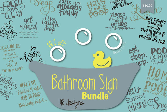 Bathroom Sign Bundle Bundle So Fontsy Design Shop 