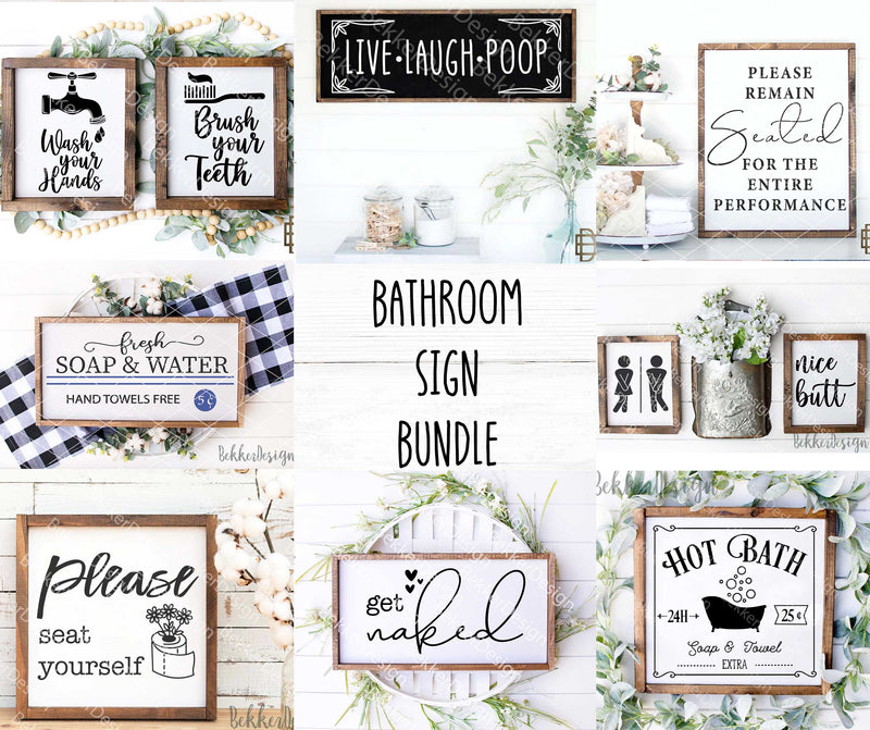 Bathroom Sign Bundle Svg, Funny Bathroom Svg - So Fontsy