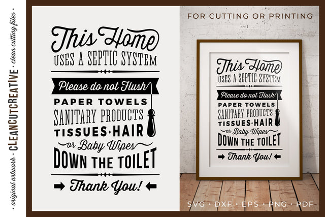 Bathroom Sign Septic System for cutting or printing SVG PDF SVG CleanCutCreative 
