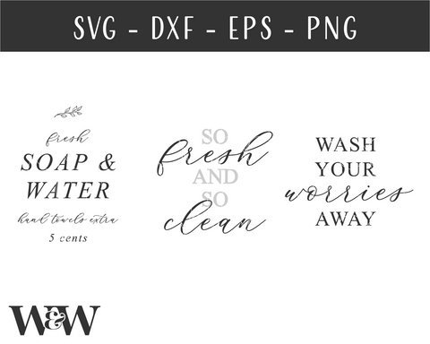 Bathroom Sign SVG Bundle | Farmhouse Bathroom SVG SVG Wood And Walt 