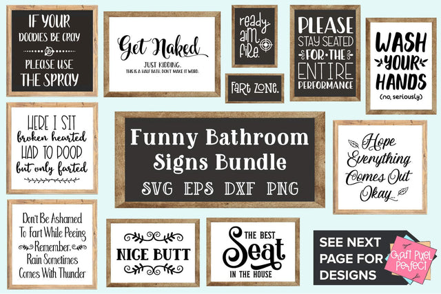 Bathroom Sign Svg Bundle, Funny Bathroom Svg, Restroom Quotes Svg SVG Craft Pixel Perfect 