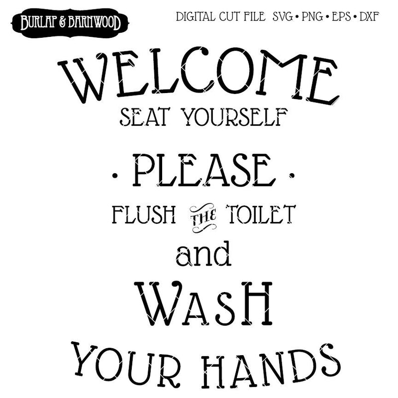 Bathroom Sign SVG Burlap and Barnwood 