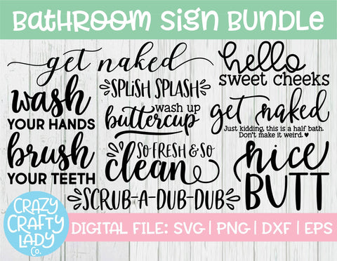 Bathroom Sign SVG Cut File Bundle SVG Crazy Crafty Lady Co. 