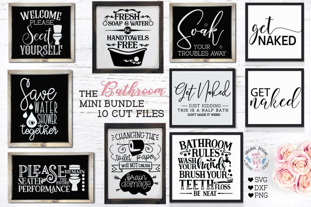 Bathroom Signs Mini Bundle SVG Graphic House Design 