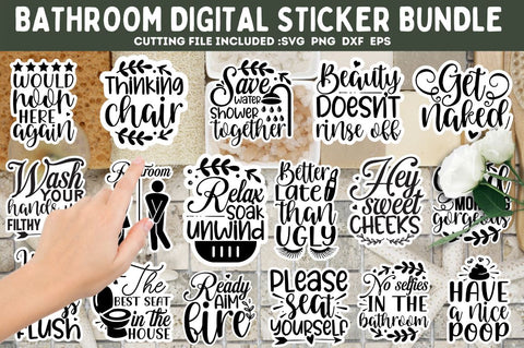 Bathroom Stickers SVG Bundle SVG Designangry 