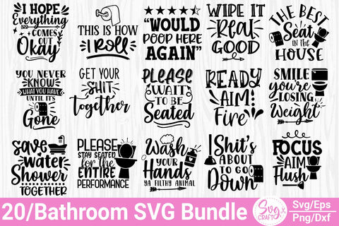Bathroom SVG Bundle, Bathroom Quote, Restroom svg, Potty Dance svg, Farmhouse svg, Bathroom Sign SVG, Funny Bathroom SVG, Cut File Cricut SVG Svgcraft 