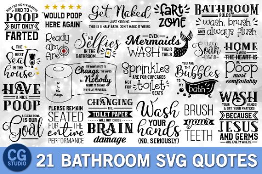 Bathroom SVG bundle, bathroom quotes svg, toilet svg, bathroom sign svg, poop svg, toilet paper svg, farmhouse svg, restroom sign svg, funny SVG James 