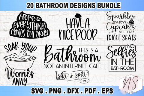 Bathroom SVG Bundle, Bathroom Sign SVG, Washroom SVG, funny bathroom signs SVG, cut files SVG NS Arts Shop 