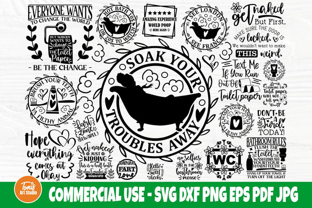 Bathroom SVG Bundle, Bathroom Signs, SVG Cut Files SVG TonisArtStudio 
