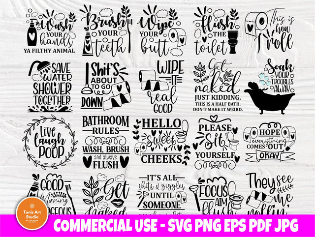 Bathroom SVG Bundle, Bathroom Signs, Svg Cut Files SVG TonisArtStudio 